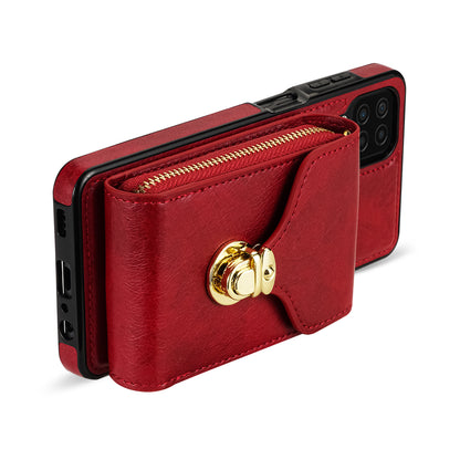 For Samsung Galaxy A12 Zipper Card Holder Bag Phone Case PU Leather Coated TPU Kickstand Cover