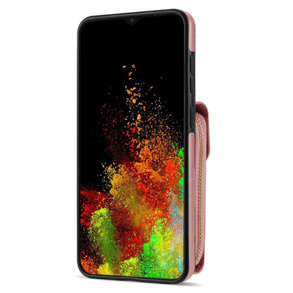 For Samsung Galaxy A12 Zipper Card Holder Bag Phone Case PU Leather Coated TPU Kickstand Cover