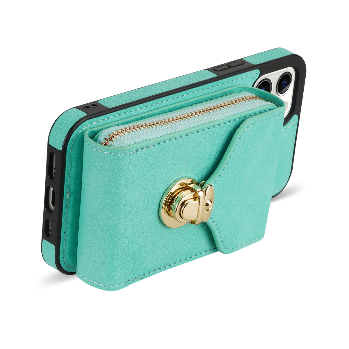 For iPhone 11 6.1 inch PU Leather Coated TPU Card Slot Phone Case Kickstand Crossbody Zipper Cover