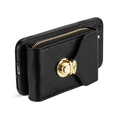 Crossbody Zipper Phone Case for iPhone 7  / 8 4.7 inch / SE (2020) / SE (2022) , PU Leather Coated TPU Card Slot Kickstand Cover