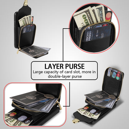 Crossbody Zipper Phone Case for iPhone 7  / 8 4.7 inch / SE (2020) / SE (2022) , PU Leather Coated TPU Card Slot Kickstand Cover