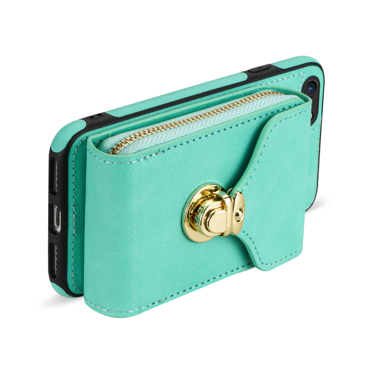 Crossbody Zipper Phone Case for iPhone 7  / 8 4.7 inch / SE (2020) / SE (2022) , PU Leather Coated TPU Card Slot Kickstand Cover