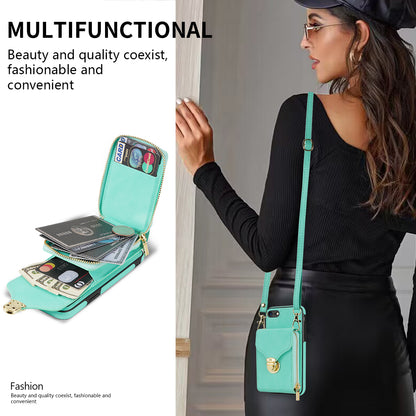 Crossbody Zipper Phone Case for iPhone 7  / 8 4.7 inch / SE (2020) / SE (2022) , PU Leather Coated TPU Card Slot Kickstand Cover