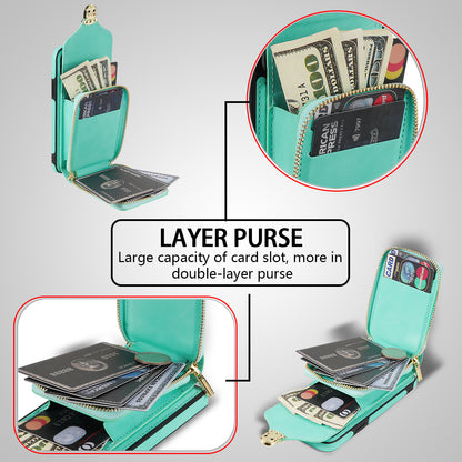 Crossbody Zipper Phone Case for iPhone 7  / 8 4.7 inch / SE (2020) / SE (2022) , PU Leather Coated TPU Card Slot Kickstand Cover