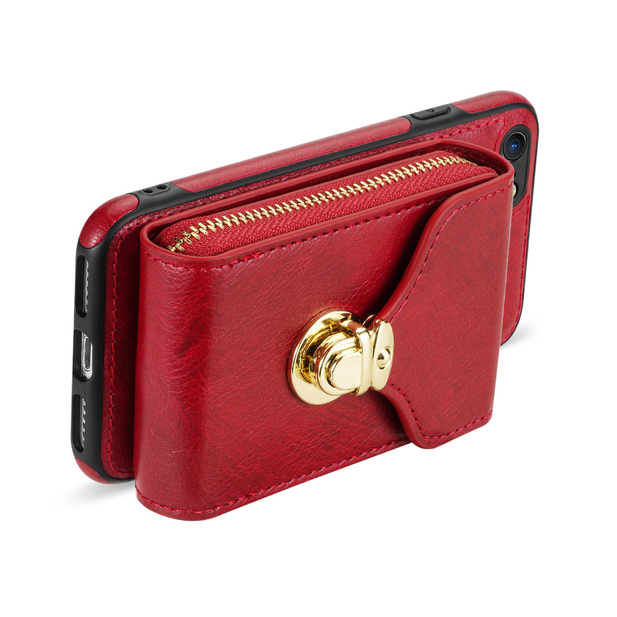 Crossbody Zipper Phone Case for iPhone 7  / 8 4.7 inch / SE (2020) / SE (2022) , PU Leather Coated TPU Card Slot Kickstand Cover