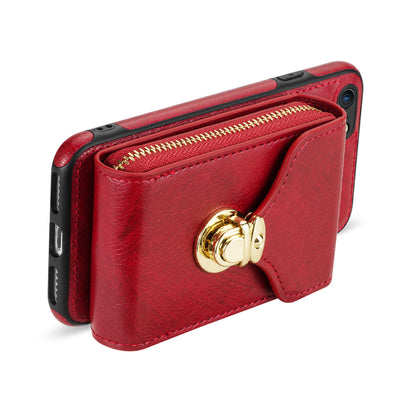 Crossbody Zipper Phone Case for iPhone 7  / 8 4.7 inch / SE (2020) / SE (2022) , PU Leather Coated TPU Card Slot Kickstand Cover