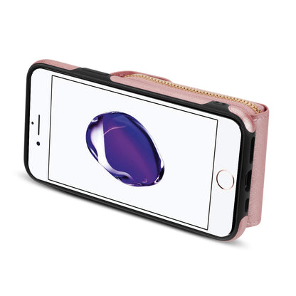 Crossbody Zipper Phone Case for iPhone 7  / 8 4.7 inch / SE (2020) / SE (2022) , PU Leather Coated TPU Card Slot Kickstand Cover