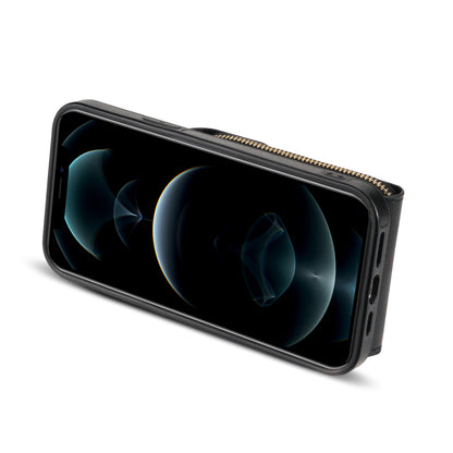 Zipper Phone Cover for iPhone 12 / 12 Pro 6.1 inch , PU Leather Coated TPU Card Holder Kickstand Case