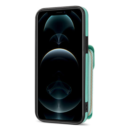 Zipper Phone Cover for iPhone 12 / 12 Pro 6.1 inch , PU Leather Coated TPU Card Holder Kickstand Case