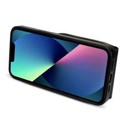 For iPhone 13 mini 5.4 inch Crossbody Card Holder Bag Phone Case PU Leather Coated TPU Kickstand Zipper Cover