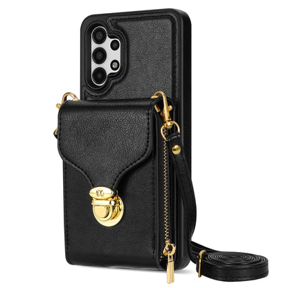 Zipper Phone Case for Samsung Galaxy A13 4G / 5G / A04s 4G / A04 4G / M13 5G , PU Leather Coated TPU Card Holder Kickstand Cover