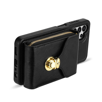 Zipper Phone Case for Samsung Galaxy A13 4G / 5G / A04s 4G / A04 4G / M13 5G , PU Leather Coated TPU Card Holder Kickstand Cover