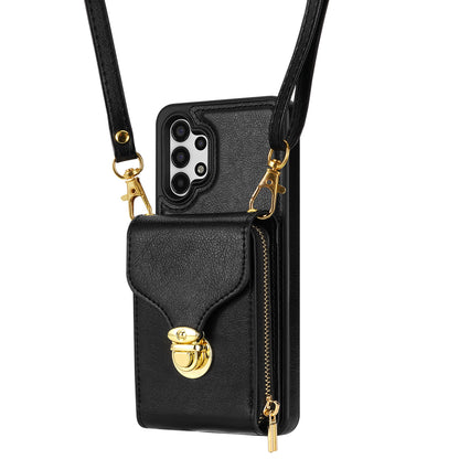 Zipper Phone Case for Samsung Galaxy A13 4G / 5G / A04s 4G / A04 4G / M13 5G , PU Leather Coated TPU Card Holder Kickstand Cover