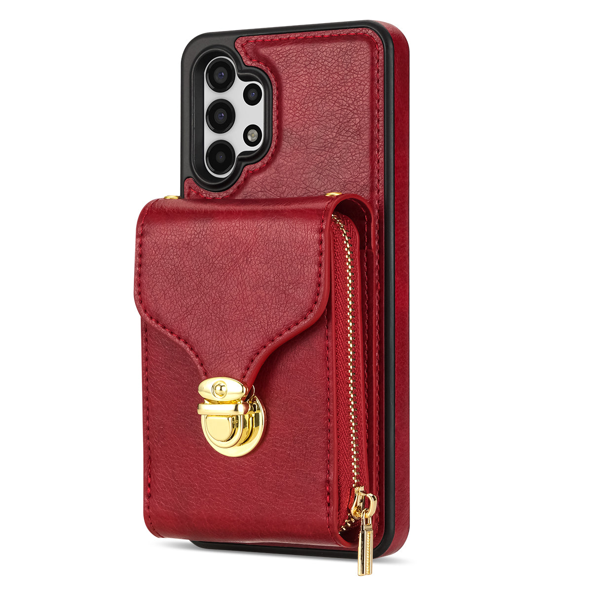 Zipper Phone Case for Samsung Galaxy A13 4G / 5G / A04s 4G / A04 4G / M13 5G , PU Leather Coated TPU Card Holder Kickstand Cover