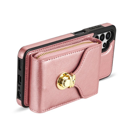 Zipper Phone Case for Samsung Galaxy A13 4G / 5G / A04s 4G / A04 4G / M13 5G , PU Leather Coated TPU Card Holder Kickstand Cover