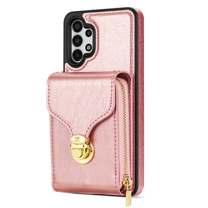 Zipper Phone Case for Samsung Galaxy A13 4G / 5G / A04s 4G / A04 4G / M13 5G , PU Leather Coated TPU Card Holder Kickstand Cover