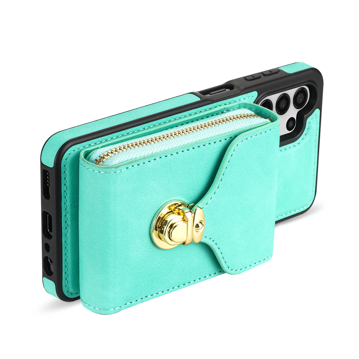 Zipper Phone Case for Samsung Galaxy A13 4G / 5G / A04s 4G / A04 4G / M13 5G , PU Leather Coated TPU Card Holder Kickstand Cover