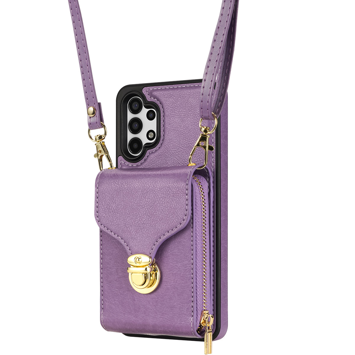 Zipper Phone Case for Samsung Galaxy A13 4G / 5G / A04s 4G / A04 4G / M13 5G , PU Leather Coated TPU Card Holder Kickstand Cover