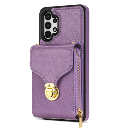 Zipper Phone Case for Samsung Galaxy A13 4G / 5G / A04s 4G / A04 4G / M13 5G , PU Leather Coated TPU Card Holder Kickstand Cover