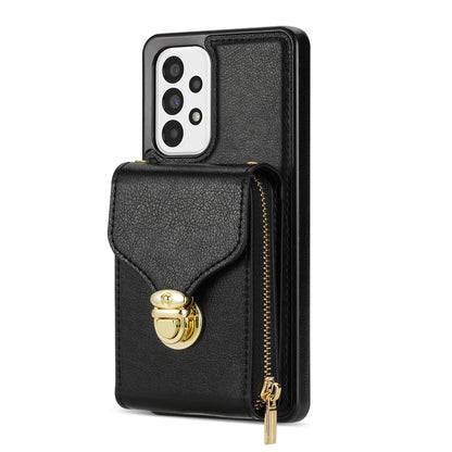 Crossbody Phone Case for Samsung Galaxy A52 4G / 5G / A52s 5G , PU Leather + TPU Zipper Card Holder Kickstand Cover