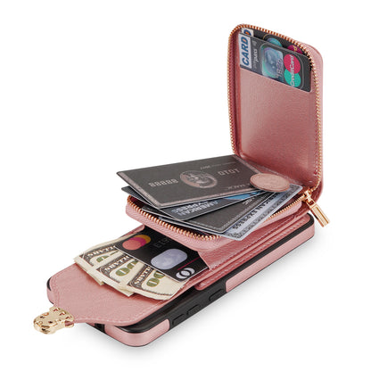Crossbody Phone Case for Samsung Galaxy A52 4G / 5G / A52s 5G , PU Leather + TPU Zipper Card Holder Kickstand Cover