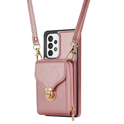 Crossbody Phone Case for Samsung Galaxy A52 4G / 5G / A52s 5G , PU Leather + TPU Zipper Card Holder Kickstand Cover