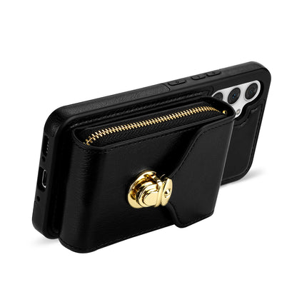 For Samsung Galaxy A54 5G PU Leather + TPU Anti-Fall Phone Case Card Slot Zipper Phone Bag Kickstand Cover