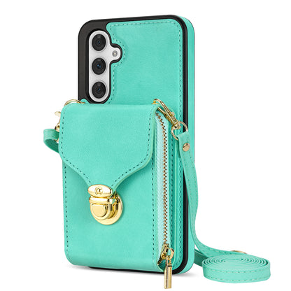For Samsung Galaxy A54 5G PU Leather + TPU Anti-Fall Phone Case Card Slot Zipper Phone Bag Kickstand Cover