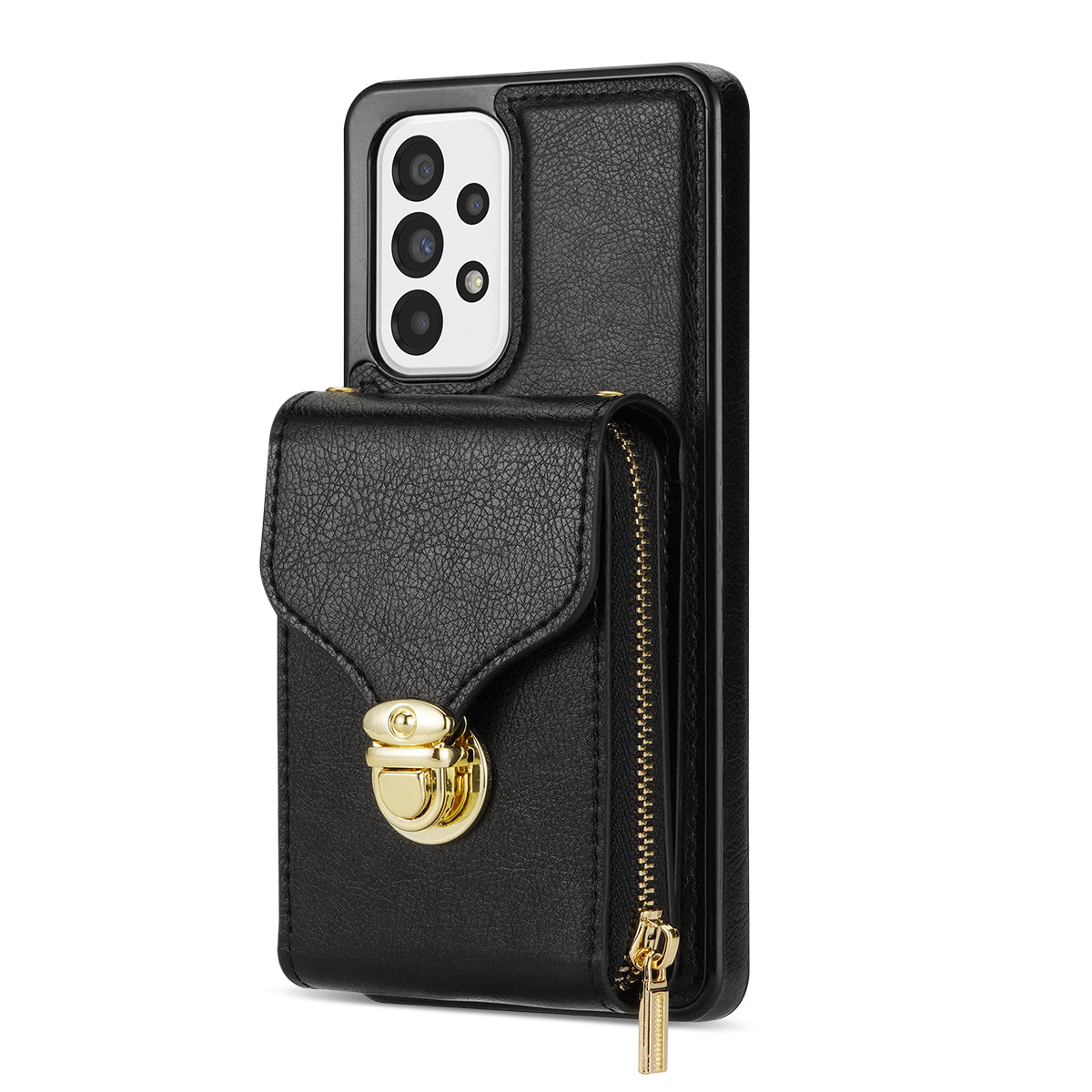 For Samsung Galaxy A53 5G Crossbody Zipper Case PU Leather + TPU Card Holder Kickstand Phone Cover