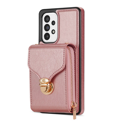 For Samsung Galaxy A53 5G Crossbody Zipper Case PU Leather + TPU Card Holder Kickstand Phone Cover