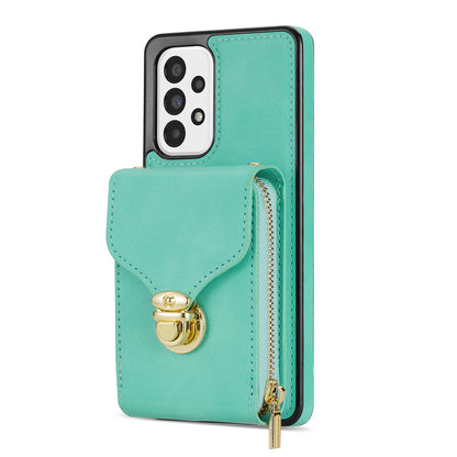 For Samsung Galaxy A53 5G Crossbody Zipper Case PU Leather + TPU Card Holder Kickstand Phone Cover