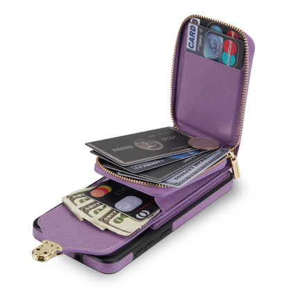 For Samsung Galaxy A53 5G Crossbody Zipper Case PU Leather + TPU Card Holder Kickstand Phone Cover