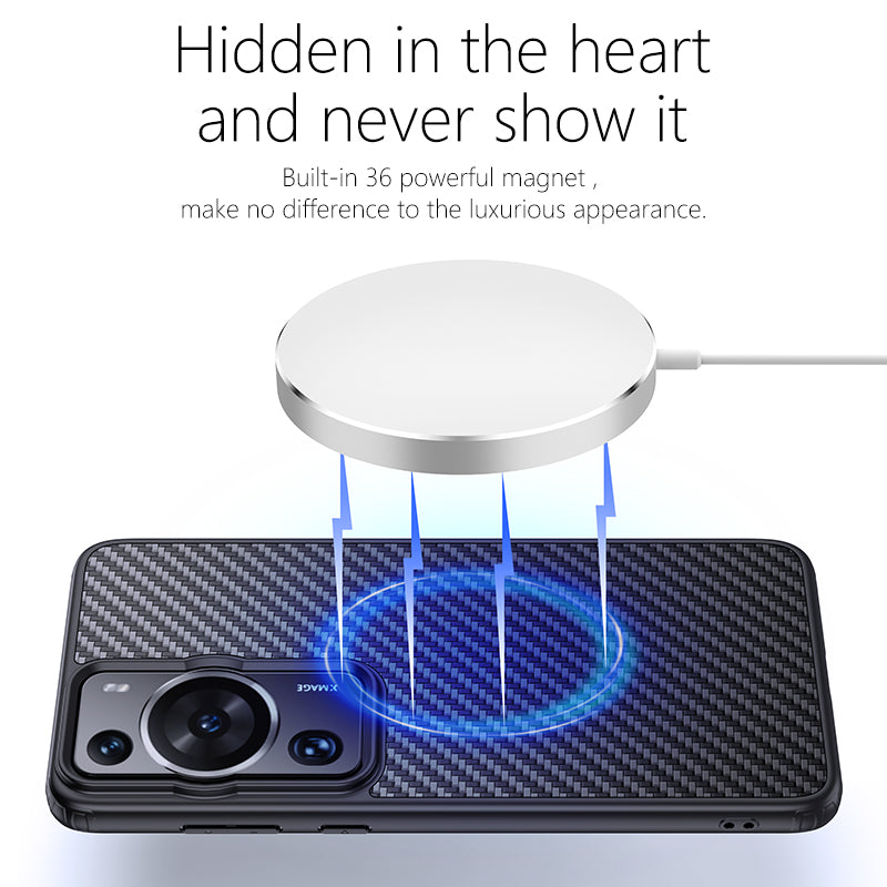 For Huawei P60 Pro / P60 Kevlar Fiber TPU Anti-drop Phone Case Magnetic Protective Cover