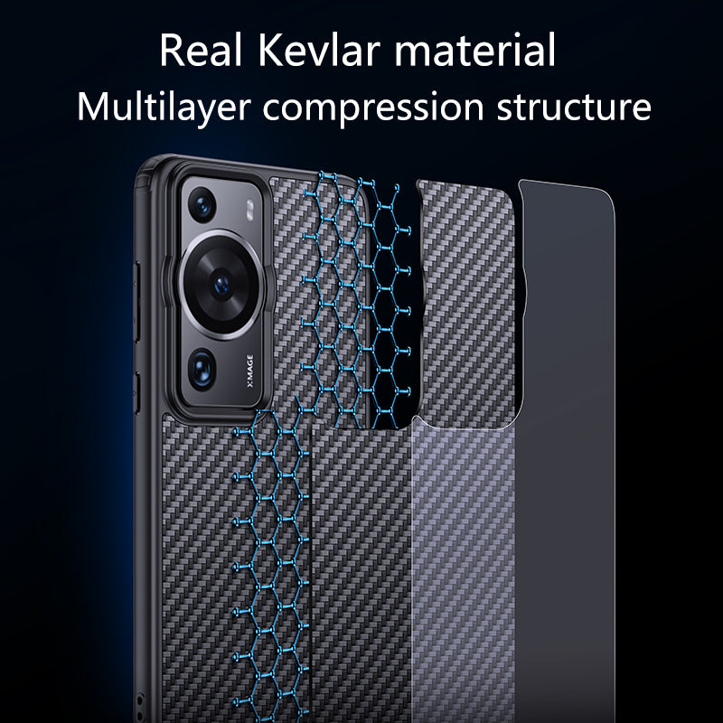 For Huawei P60 Pro / P60 Kevlar Fiber TPU Anti-drop Phone Case Magnetic Protective Cover