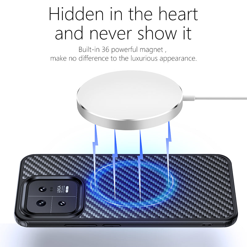 For Xiaomi 13 Pro 5G Kevlar Fiber TPU Anti-fingerprint Back Cover Magnetic Anti-drop Phone Case
