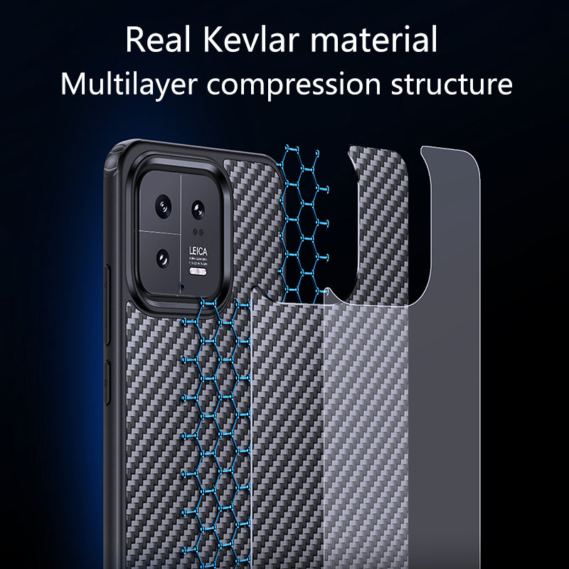 For Xiaomi 13 Pro 5G Kevlar Fiber TPU Anti-fingerprint Back Cover Magnetic Anti-drop Phone Case