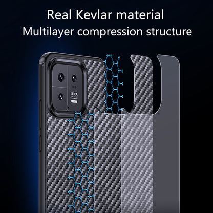 For Xiaomi 13 Pro 5G Kevlar Fiber TPU Anti-fingerprint Back Cover Magnetic Anti-drop Phone Case