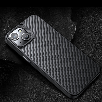 For iPhone 14 Plus Shockproof Phone Case Kevlar Fiber TPU Magnetic Anti-scratch Back Cover
