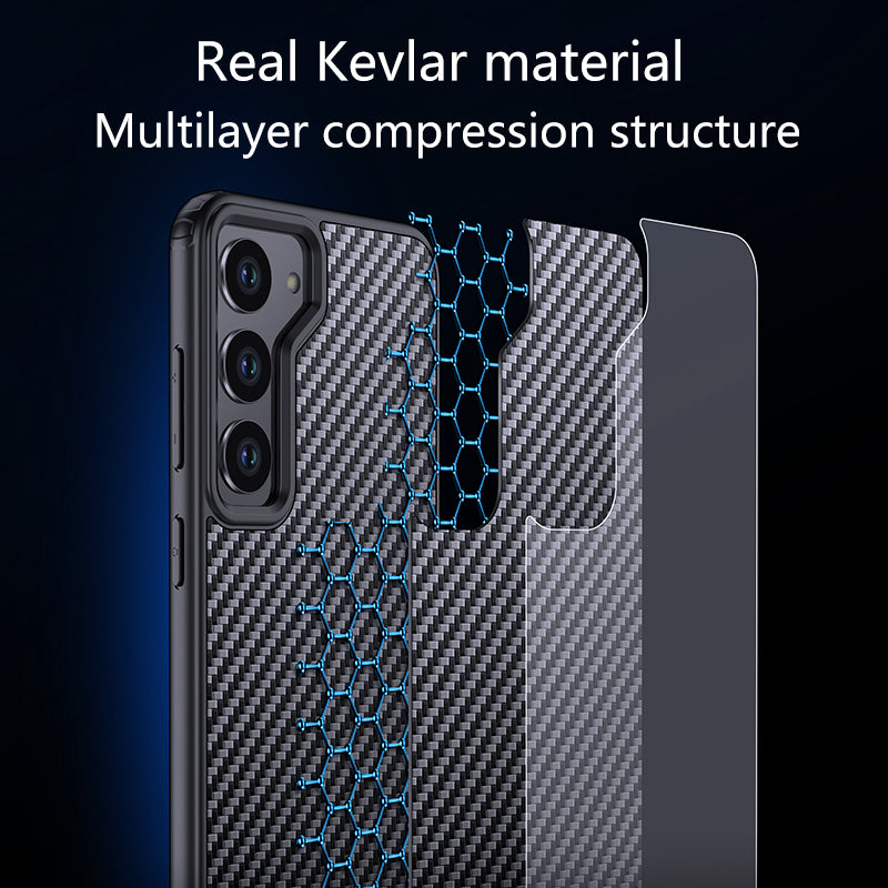 For Samsung Galaxy S23+ Magnetic Anti-scratch Back Cover Kevlar Fiber TPU Anti-drop Phone Case