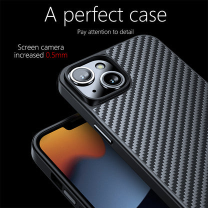 For iPhone 13 6.1 inch Kevlar Fiber TPU Drop-resistant Phone Cover Magnetic Protective Back Case