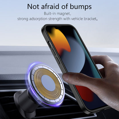 For iPhone 13 6.1 inch Kevlar Fiber TPU Drop-resistant Phone Cover Magnetic Protective Back Case