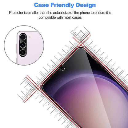 For Samsung Galaxy S23+ Phone Case Clear TPU Back Cover with 2.5D Arc Edge Tempered Glass Screen Film