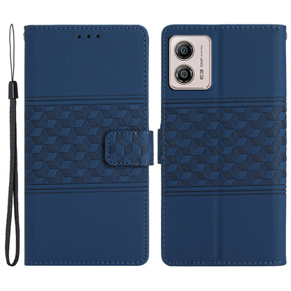 PU Leather Stand Case for Motorola Moto G73 5G , Wallet Imprinted Rhombus Cell Phone Cover