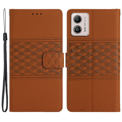 PU Leather Stand Case for Motorola Moto G73 5G , Wallet Imprinted Rhombus Cell Phone Cover