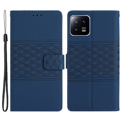 Stand Phone Case for Xiaomi 13 Pro 5G , PU Leather Wallet Imprinted Rhombus Phone Cover