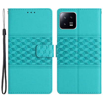Stand Phone Case for Xiaomi 13 Pro 5G , PU Leather Wallet Imprinted Rhombus Phone Cover