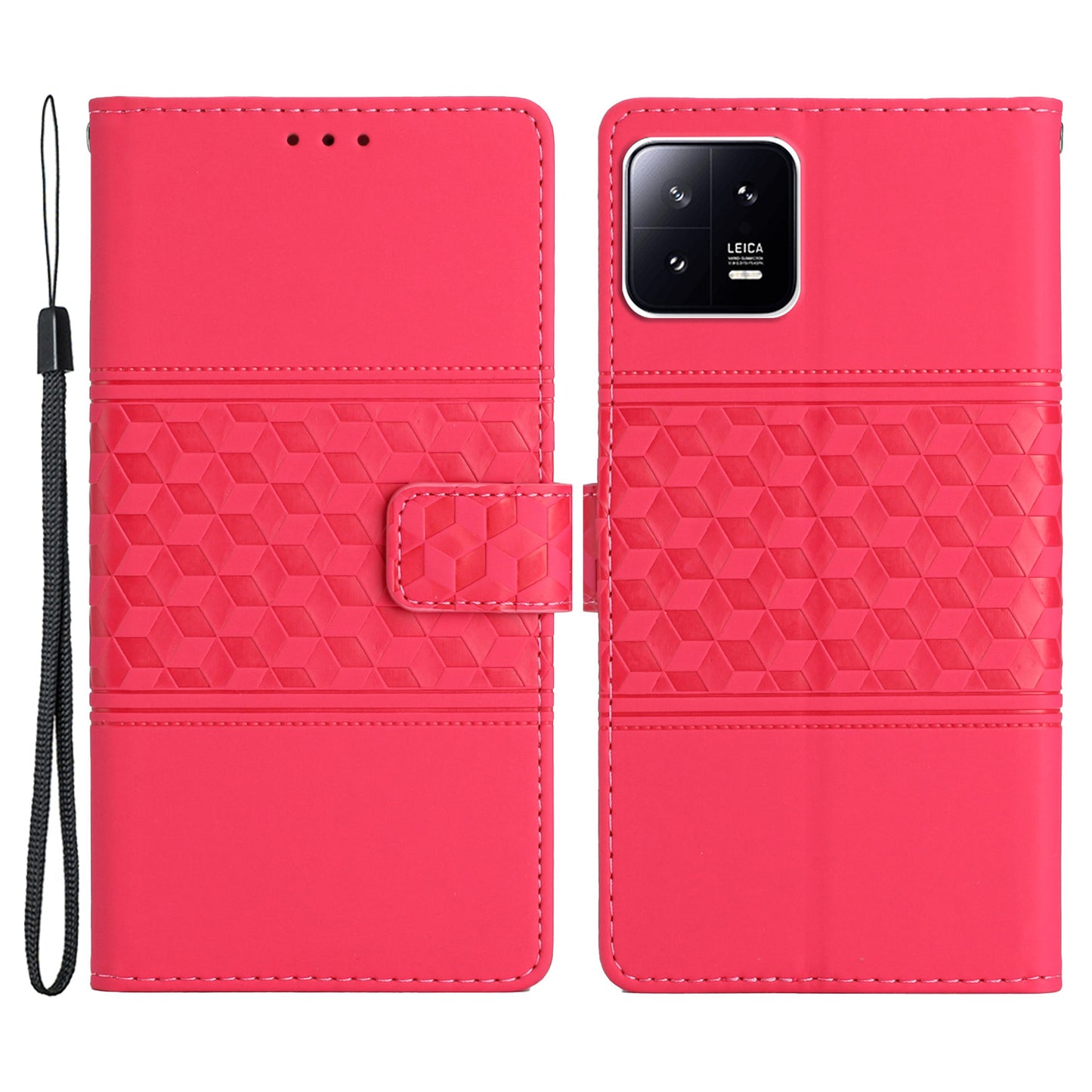 Stand Phone Case for Xiaomi 13 Pro 5G , PU Leather Wallet Imprinted Rhombus Phone Cover