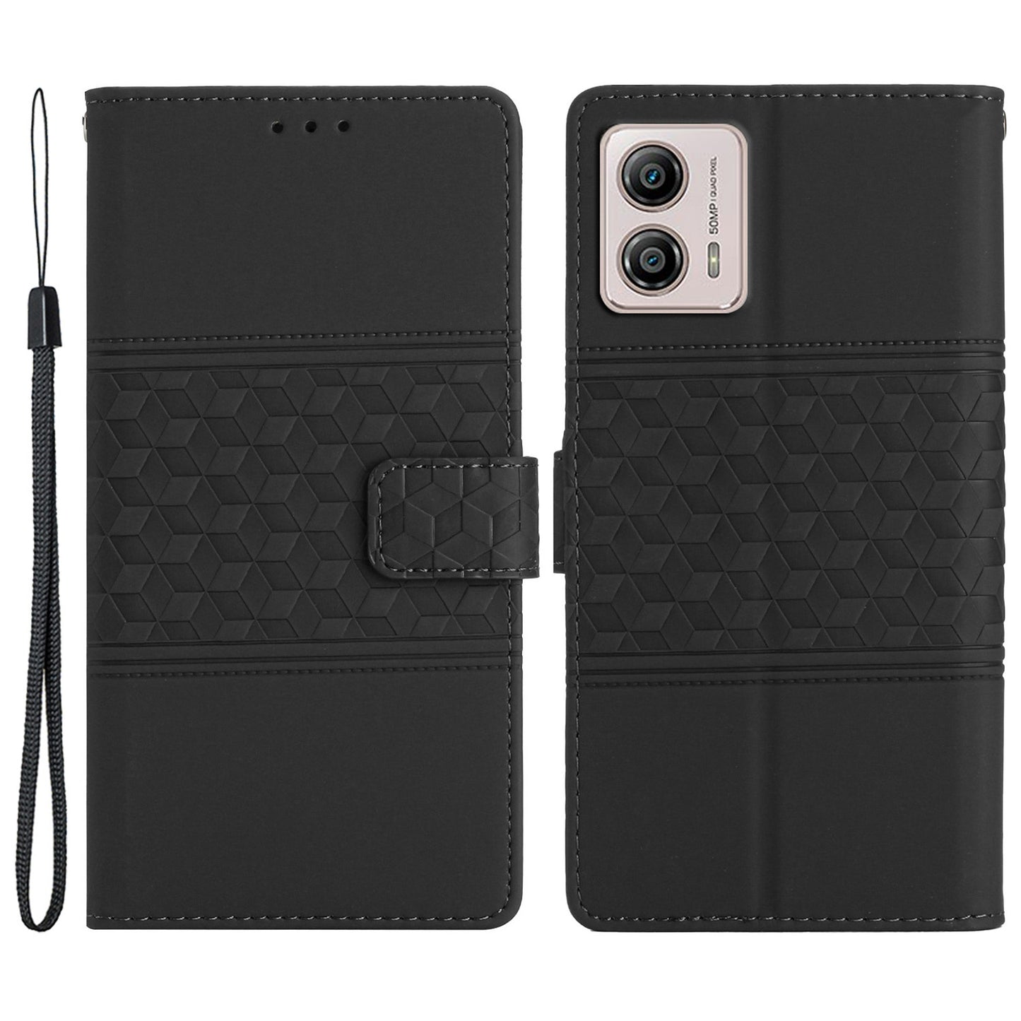 Protective Leather Phone Cover for Motorola Moto G13 4G , Imprinted Rhombus Stand Wallet Case