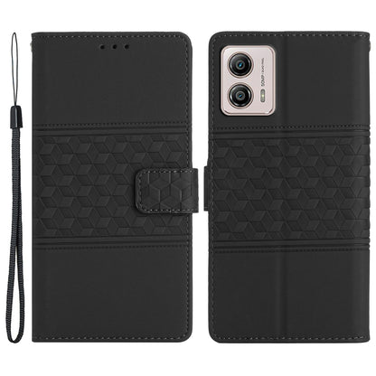 Protective Leather Phone Cover for Motorola Moto G13 4G , Imprinted Rhombus Stand Wallet Case