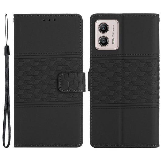 Protective Leather Phone Cover for Motorola Moto G13 4G , Imprinted Rhombus Stand Wallet Case